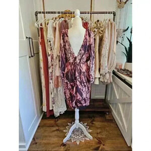 Alice + Olivia Women's L Conry Silk Bell Sleeve Gossip Girl Mini Dress